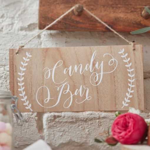 Pancarte en bois "Candy Bar"