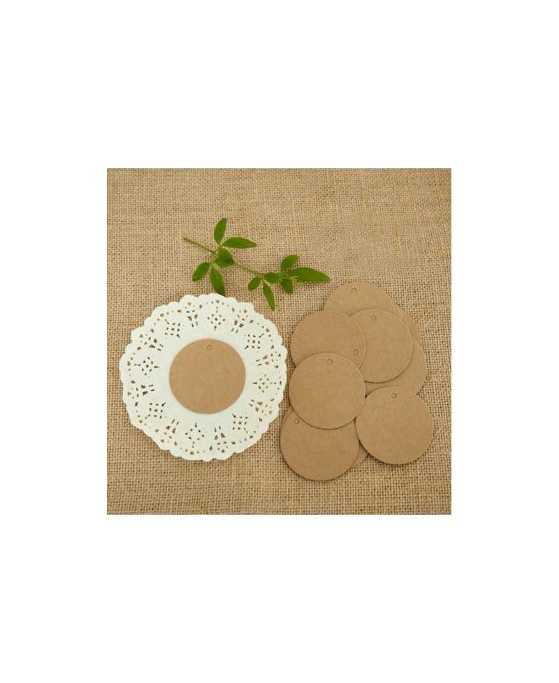 50 étiquettes Merci Rondes En Papier Kraft - 4.5x4.5cm, Estampage Or, Pour Mariage, Baptême