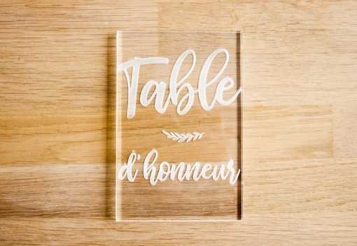 Plaque en plexi - Table...