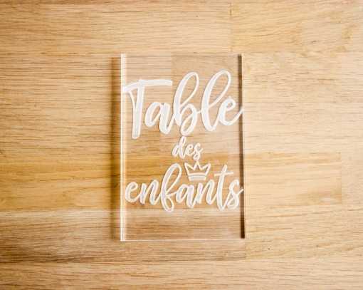 Plaque en plexi - Table des...