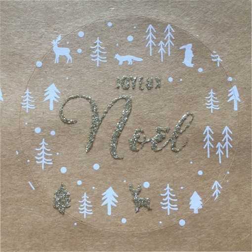 Stickers Joyeux Noël Kraft à coller sur les cadeaux de Noël