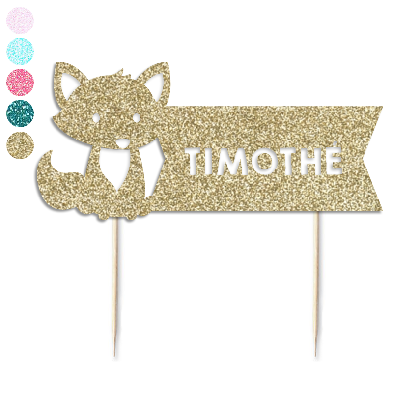 Cake topper paillettes - Renard