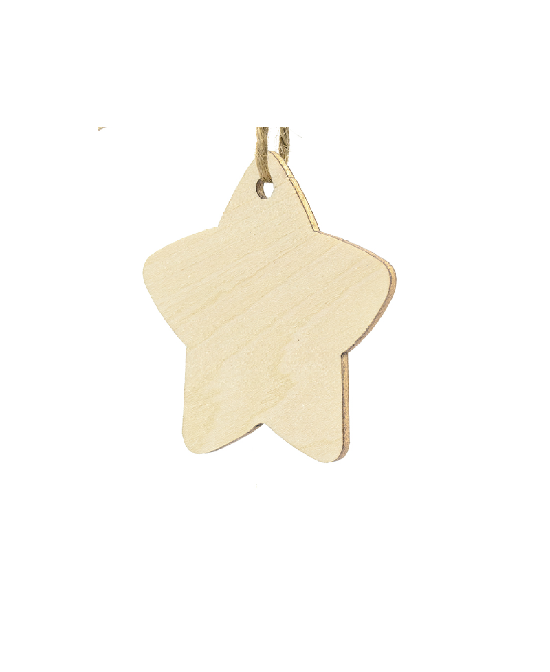 Étiquette en bois étoile