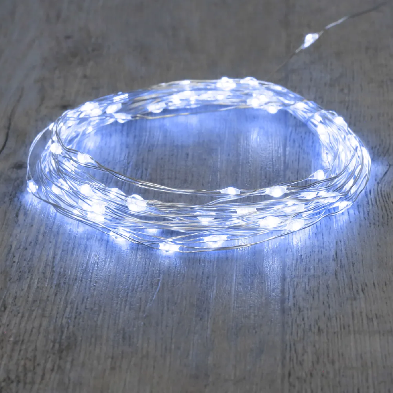 Guirlande argenté 10 mètres 100 LED - lumière blanche froide
