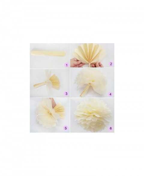 Pompon Papier Crème - 20cm 