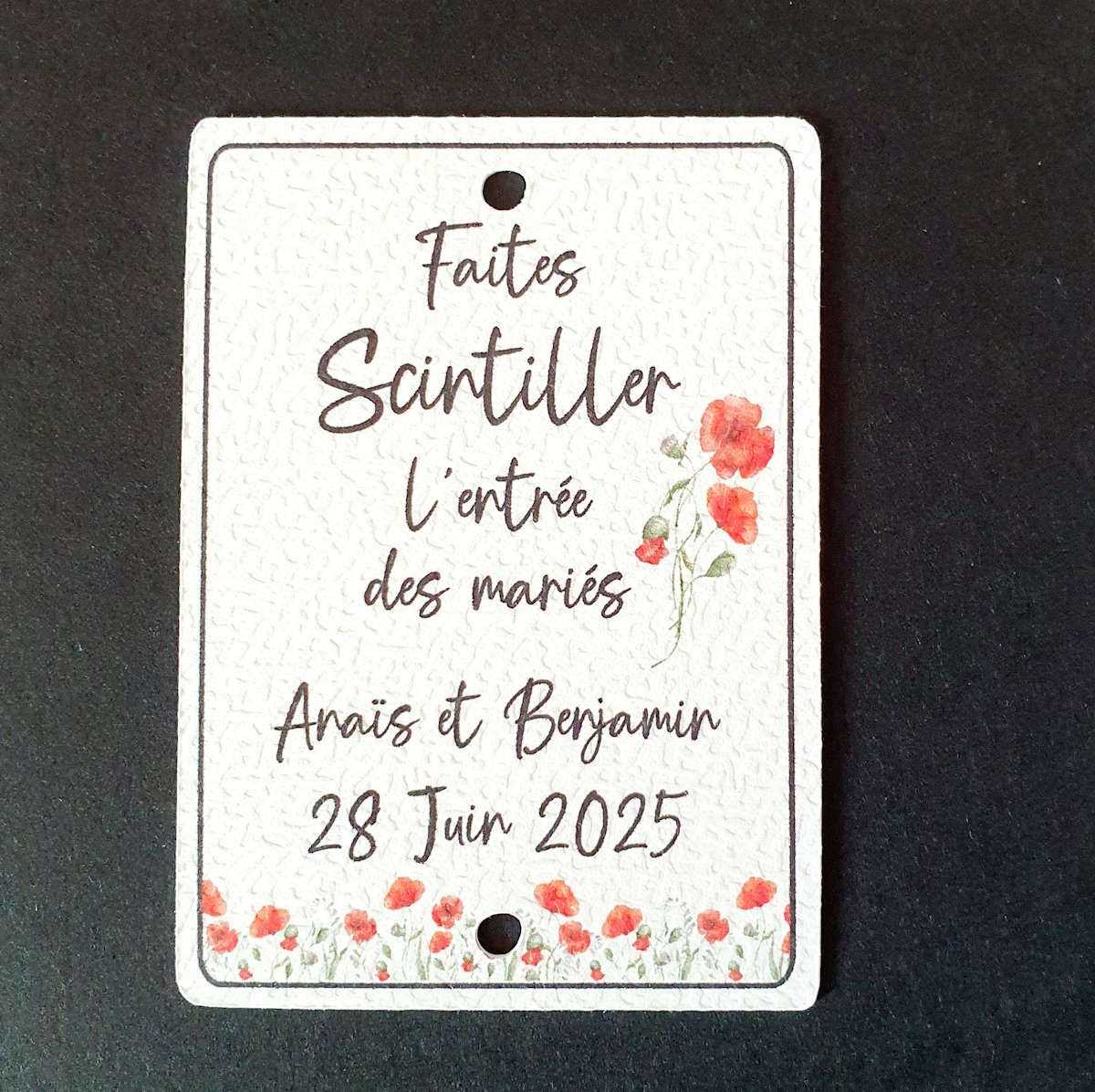 Décor coquelicot pour étiquette personnalisée pour cierge magique.