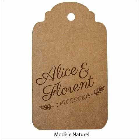 Personnalisation d'étiquette pour mariage avec prénoms et date.