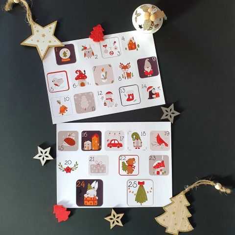 Stickers dessins naïfs pour calendrier de l'Avent.