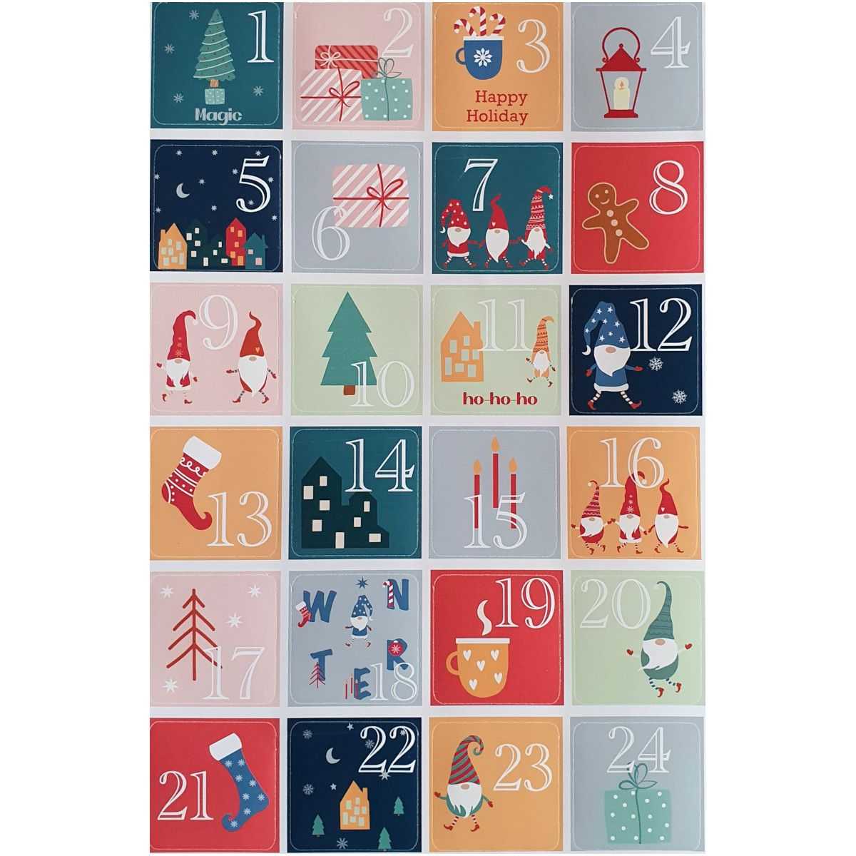 Planche de stickers pour la création d'un calendrier de l 'Avent personnalisé.