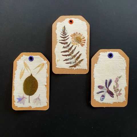 Lot de 3 étiquettes sur papier artisanal végétal et kraft