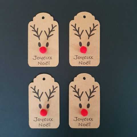Étiquette Joyeux Noël Renne avec nez rouge