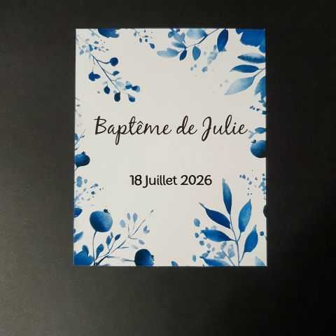 Décor bleu , etiquette adhésive à personnaliser pour bouteille de vin
