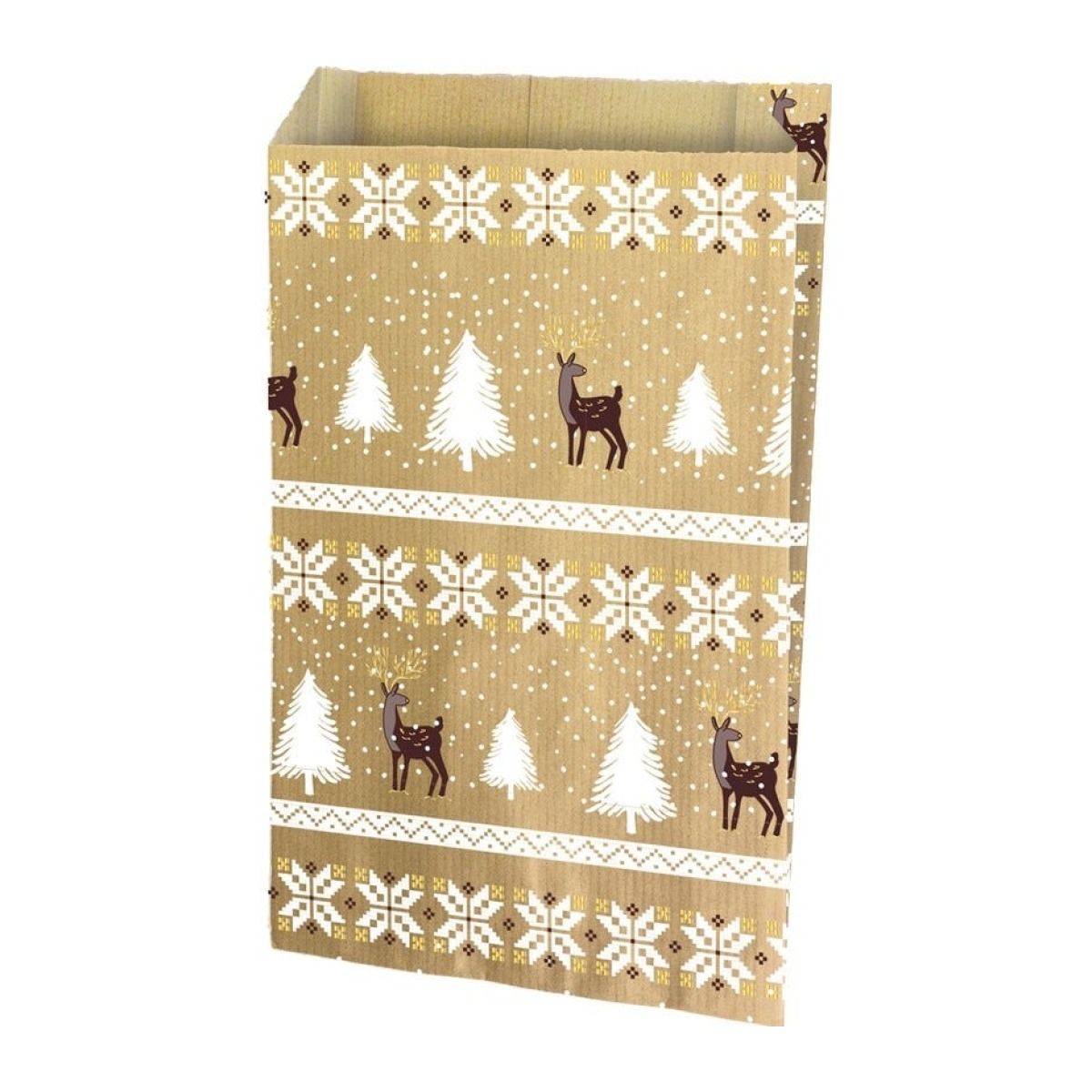 Pochette cadeau Noël Rodolphe kraft 18 × 6 × 35 cm Pochette cadeau Noël Rodolphe kraft 18 × 6 × 35 cm