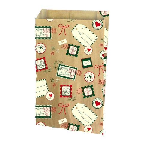 Pochette cadeau Noël Santa Gift kraft 18 × 6 × 35 cm