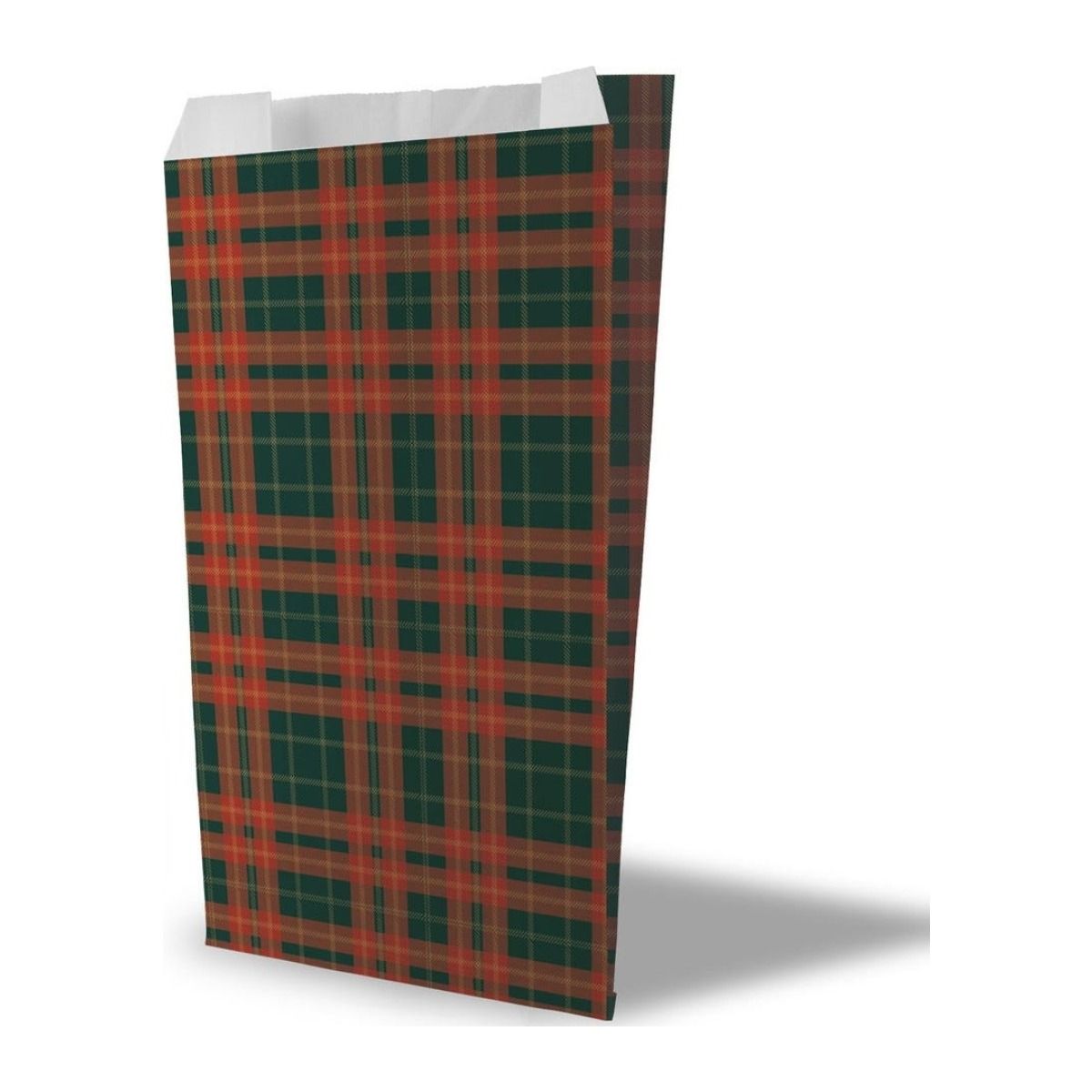Pochette cadeau Noël Tartan 12 × 4,5 × 20 cm, rouge et vert
