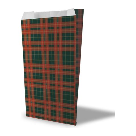 Pochette cadeau Noël Tartan 24 × 9 × 41 cm, rouge et vert