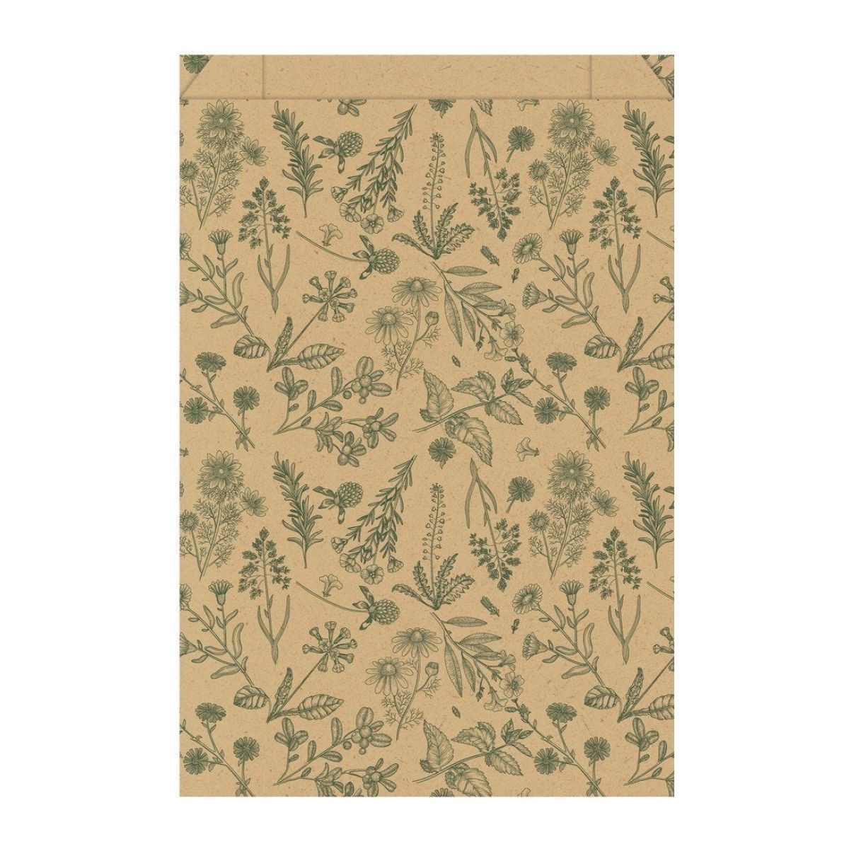 Pochette cadeau kraft herboriste 27 × 7 × 45 cm Pochette cadeau kraft herboriste 27 × 7 × 45 cm