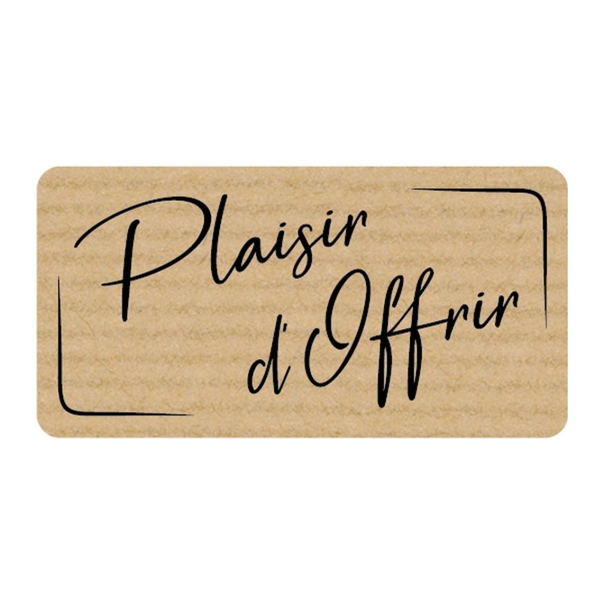 Étiquette adhésive Plaisir d’offrir kraft et noir 2,3 × 4,5 cm