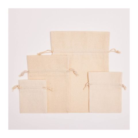 Pochon coton brut écru 7 × 10 cm, cordon coton