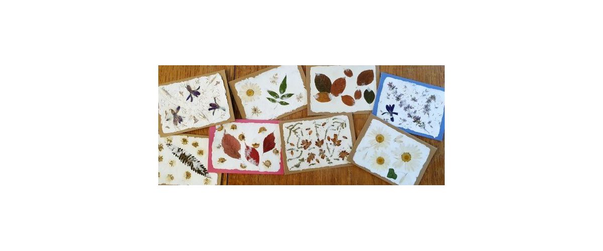 Magie des cartes artisanales : fabrication et inclusions de végétaux.